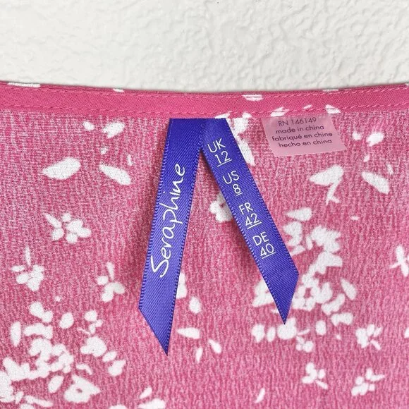 Seraphine Women's 8 Raspberry Sanna Maternity Nursing Midi Dress Viscose Floral - Picture 6 of 16